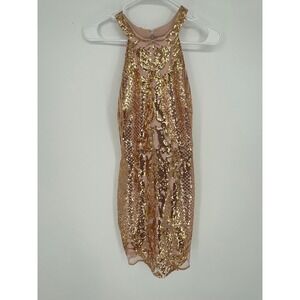Jolene Gold Sequin Homecoming Dress Womens S Hoco Embellished Sheer Mesh Holiday